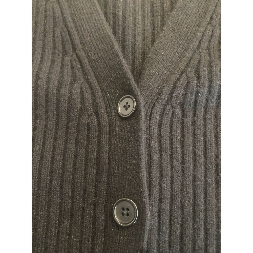 Reformation Women's Black Ribbed Knit Cashmere Button Front Sweater Medium - Picture 6 of 9
